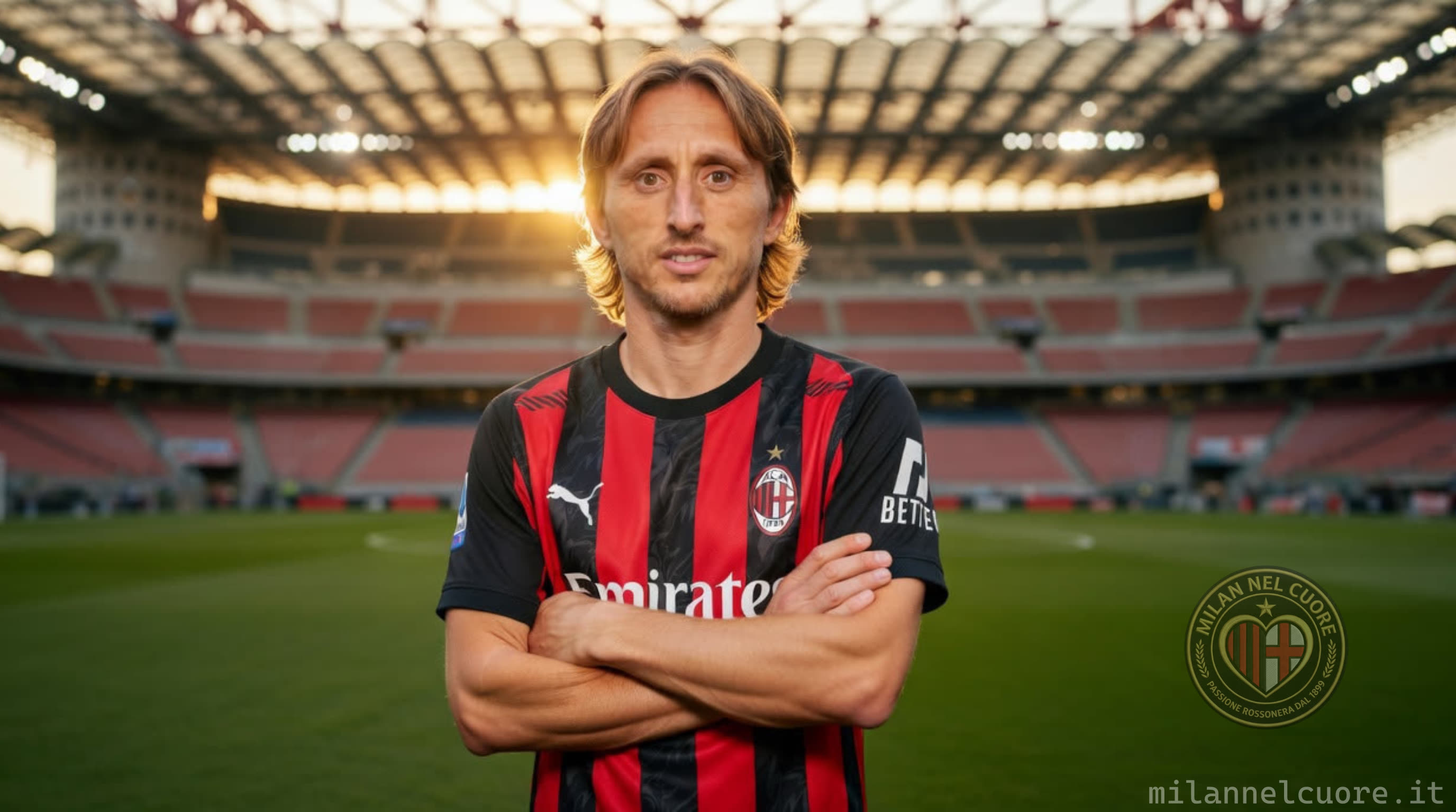 Luka Modric wearing the AC Milan shirt