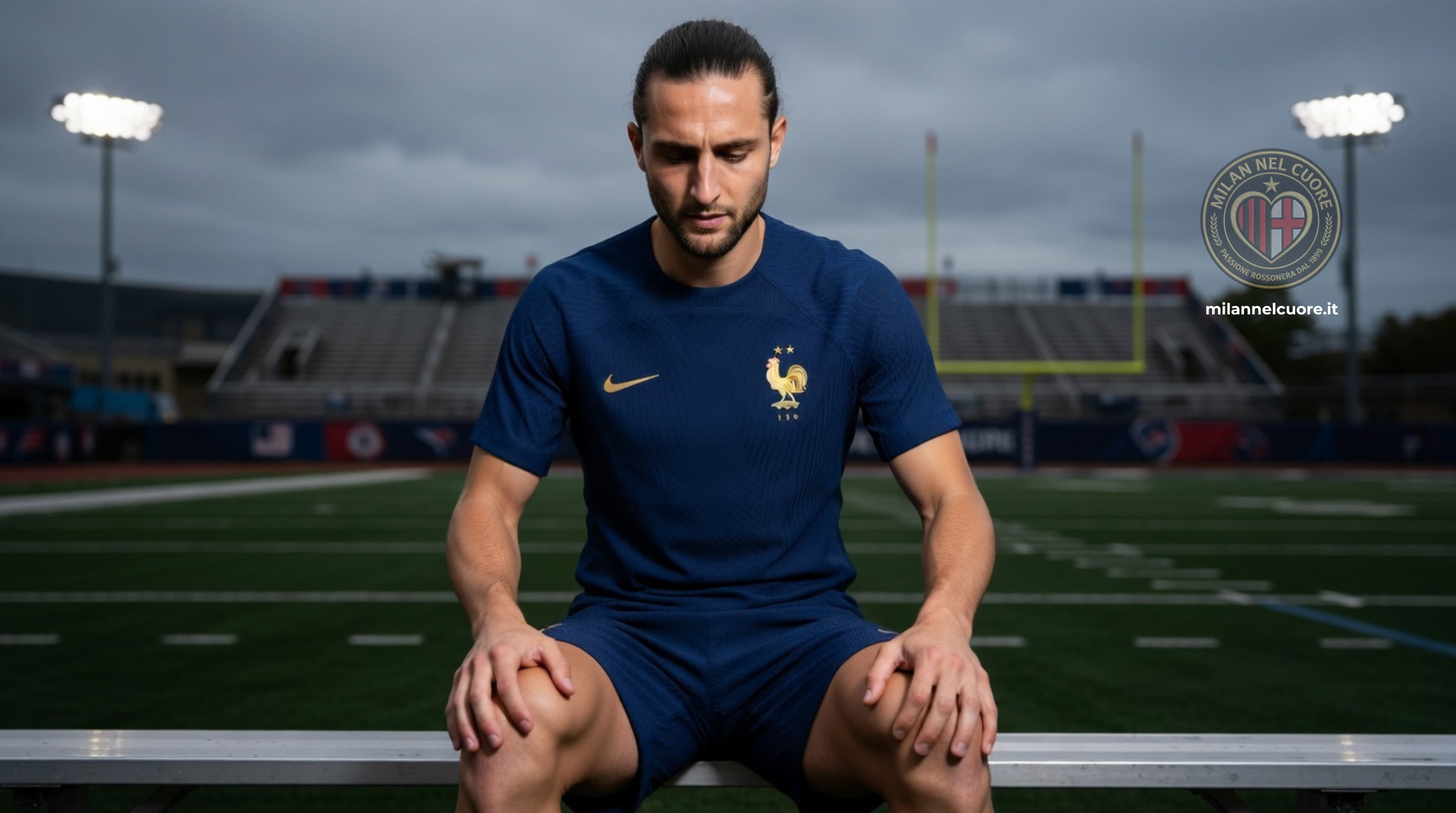 Adrien Rabiot, centrocampista del Milan, infortunato al ginocchio con la nazionale francese